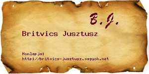 Britvics Jusztusz névjegykártya